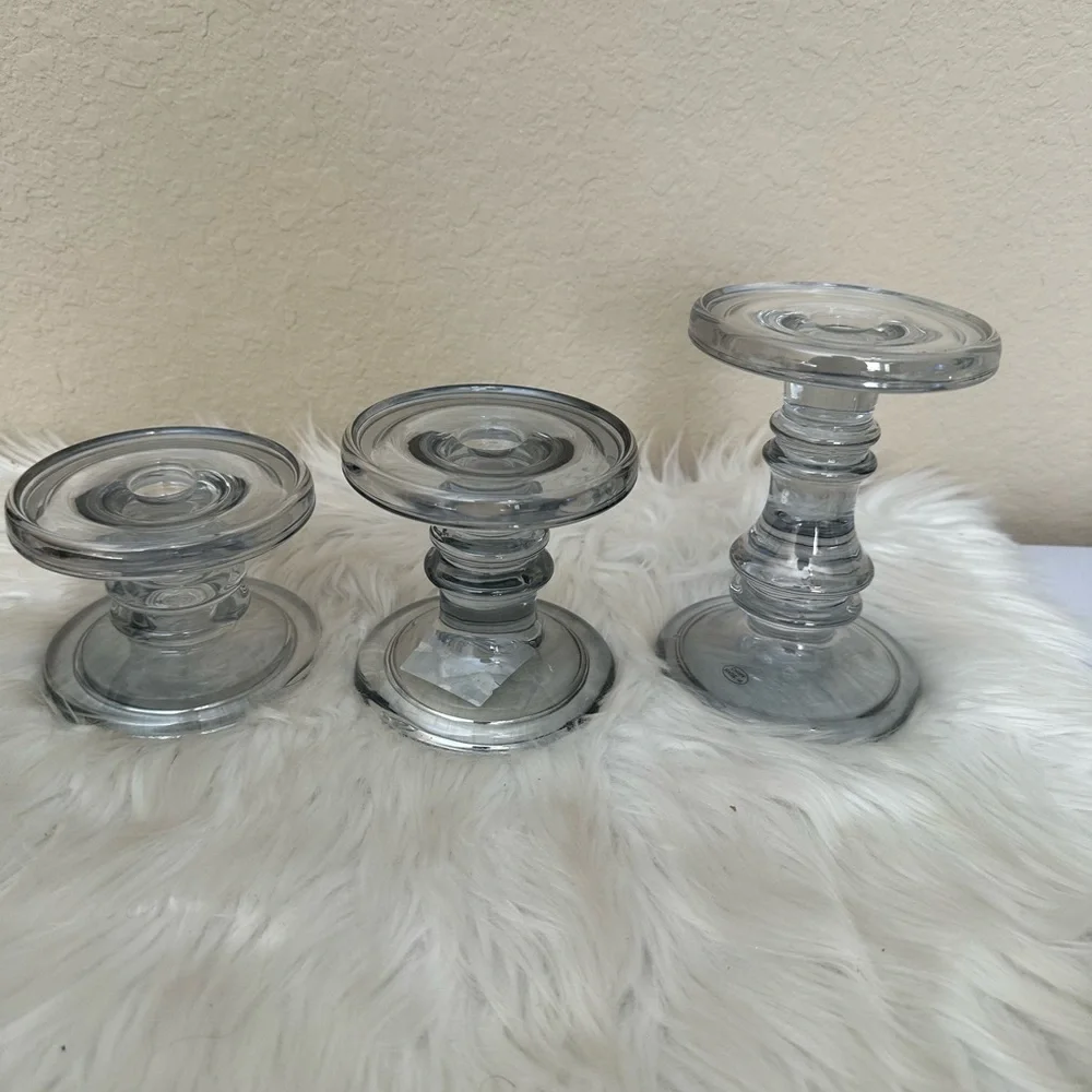 Elegant Glass Candle Holders - Set of 3
